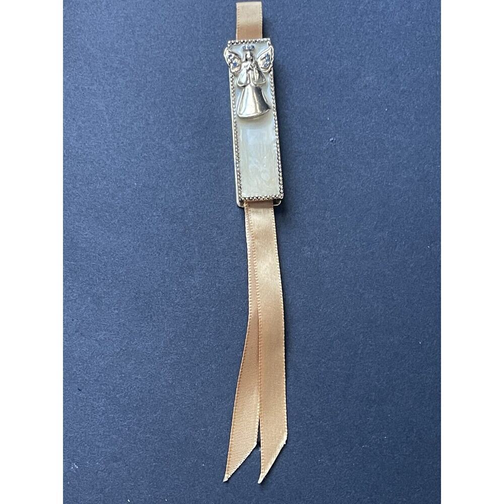 Crazy Horse LIZ CLAIBORNE Magnetic Bookmark Gold Enamel Angel & Rhinestones